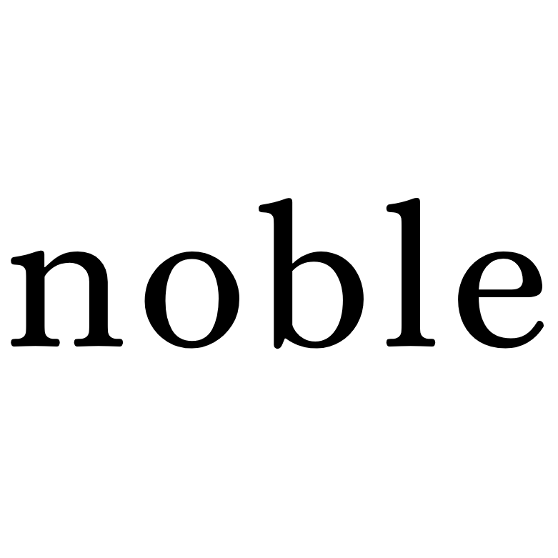 The word 'noble' written in a black serif typeface, centered on a solid white background.